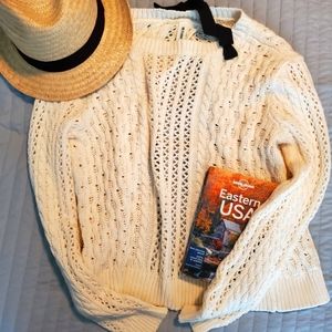 Open back cream sweater with black tie- Size Large